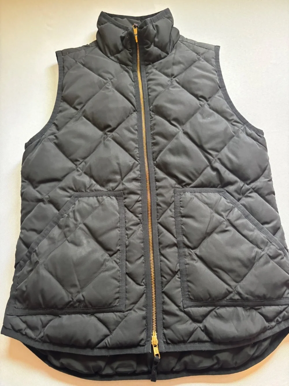 Classic Quilted Puffer Vest Black Full Zip Pockets XS J.Crew